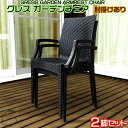 GRESS GARDEN CHAIR グレス ガーデンチェア 肘掛けあり 2脚セット ラタン調 スタッキング 軽量 屋外 ベランダ バルコニー 庭 テラス