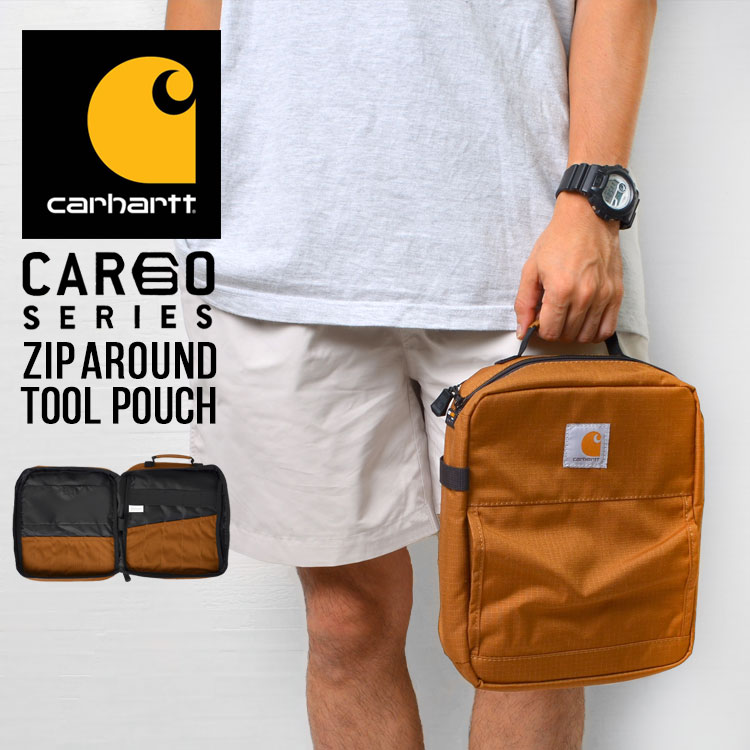 ポーチ ツールポーチ Carhartt カーハート ブランド ガジェットポーチ マルチポーチ ブラウン 整理 収納 バッグ Diy 小物入れ ワーク 工具 入れ 文房具 作業 小物 工具差し プレゼント かっこいい シンプル おしゃれ 父の日 道具 Tシャツ タオル Cargo シリーズ カーゴの