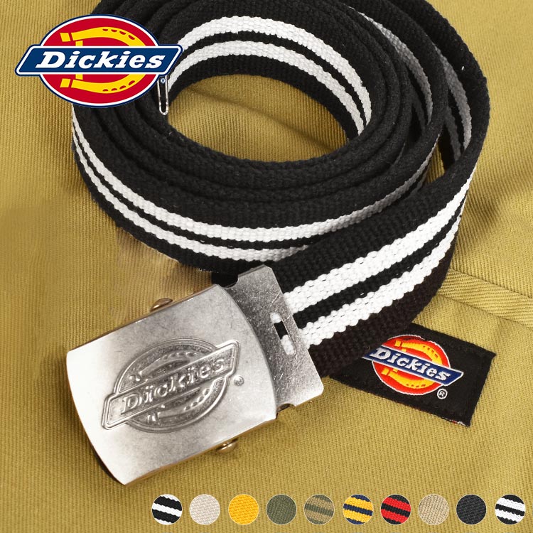 ベルト DICKIES ディッキーズ メンズ 穴なし 大きいサイズ 丈夫 ロゴ ボーダー ガチャベルト おしゃれ カジュアル シンプル ブラック ホワイト レッド ベージュ イエロー グリーン GIベルト レディース アメカジ 韓国 ストリート ファッション アウトドア 学生 プレゼント