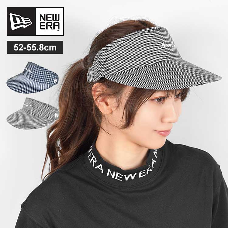 ニューエラ ゴルフ サンバイザー レディース NEWERA GOLF 日除け 紫外線対策 つば広 ブランド 帽子 おしゃれ 千鳥柄 千鳥格子 ブラック ネイビー 黒 紺 自転車 春 夏 サイズ調節可能 通気性 大…