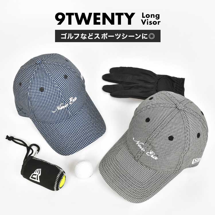 【4/25限定！抽選で最大100％ポイント還元★】ニューエラ ゴルフ キャップ NEWERA GOLF レディース 深め 春 夏 帽子 ぼうし ブランド つば広 抗菌 日焼け防止 紫外線対策 日よけ 丈夫 9TWENTY 千鳥柄 千鳥格子 ブラック ネイビー 黒 紺 おしゃれ ゴルフ用品 スポーツ テニス