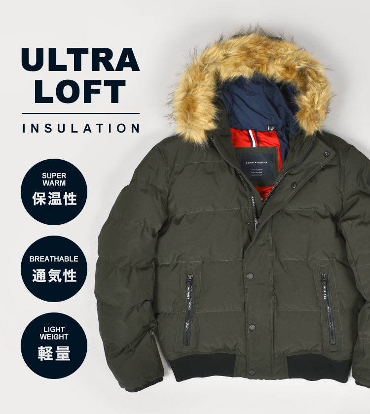 中綿ジャケット トミー ヒルフィガー メンズ ダウンジャケット風 TOMMY HILFIGER ファージャケット ブランド 大きいサイズ アウター 暖かい 159ap863 フェイクファー ブルゾン ロゴ アメカジ シンプル 上着 防寒 ブラック 通勤 通学 おしゃれ かっこいい 父の日 プレゼント