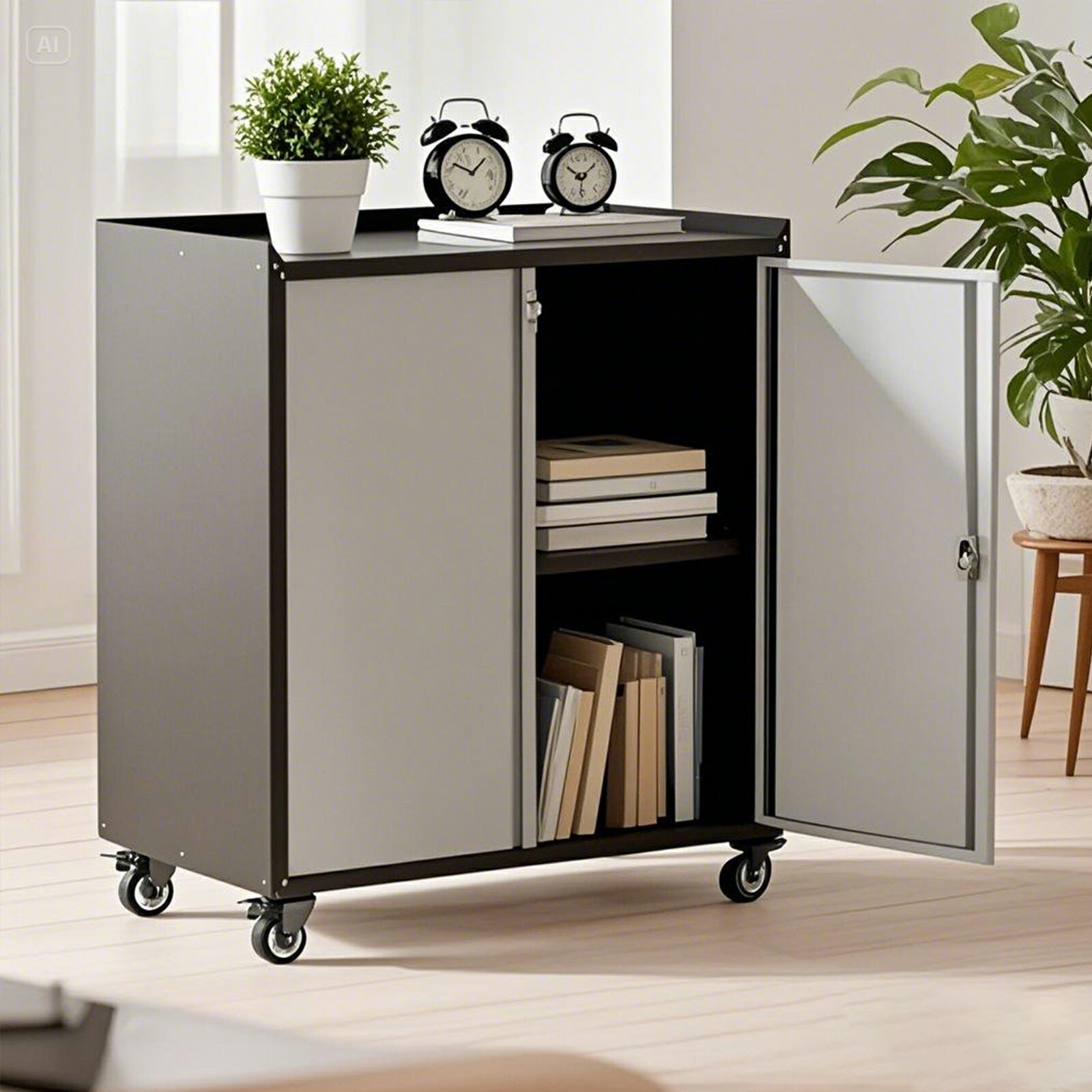 楽天市場】ラック キャスター付き（カラーブラック）（キャビネット