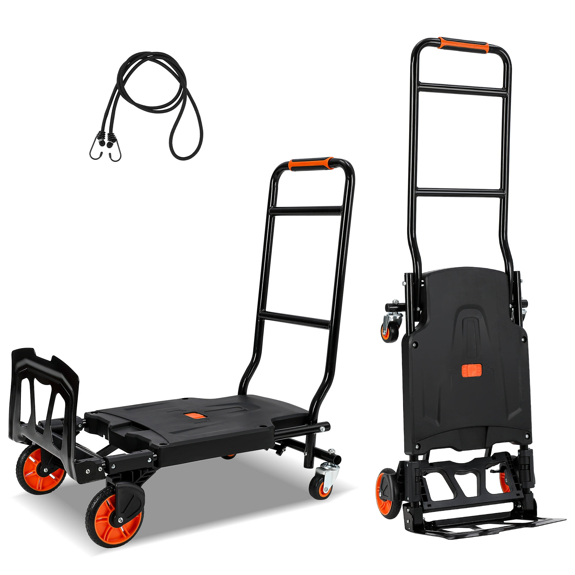 乐天商城 - 全品P5倍 新登場限定価格 2in1 台車 折りたたみ式 2WAY ハンドトラック 耐荷重 130kg 150kg 2輪 4輪 折り畳み 折りたたみ 運搬車 作業台車 運搬 台車 キャリーカート アウトドア イベント 旅行 荷物 移動