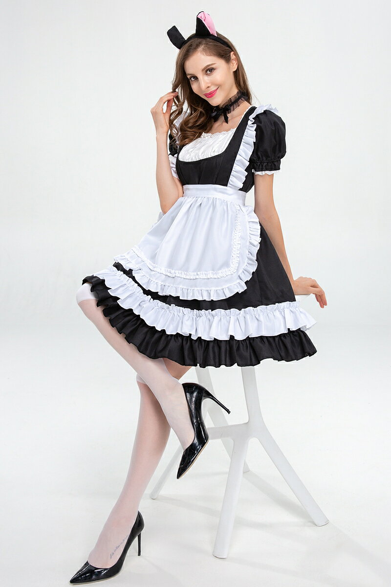 メイド服 コスプレ 猫耳 コスチューム 衣装 仮装 ハロウィン メイド 服 可愛い ウェイトレス かわいい カチューシャ お茶会 メイドカフェ 制服 ゴスロリ ロリータ 可愛いコスプレ 半袖 フリル おしゃれ ねこみみ セット 一式 全身 ふりふり クラシック 即日発送 あす楽(T)