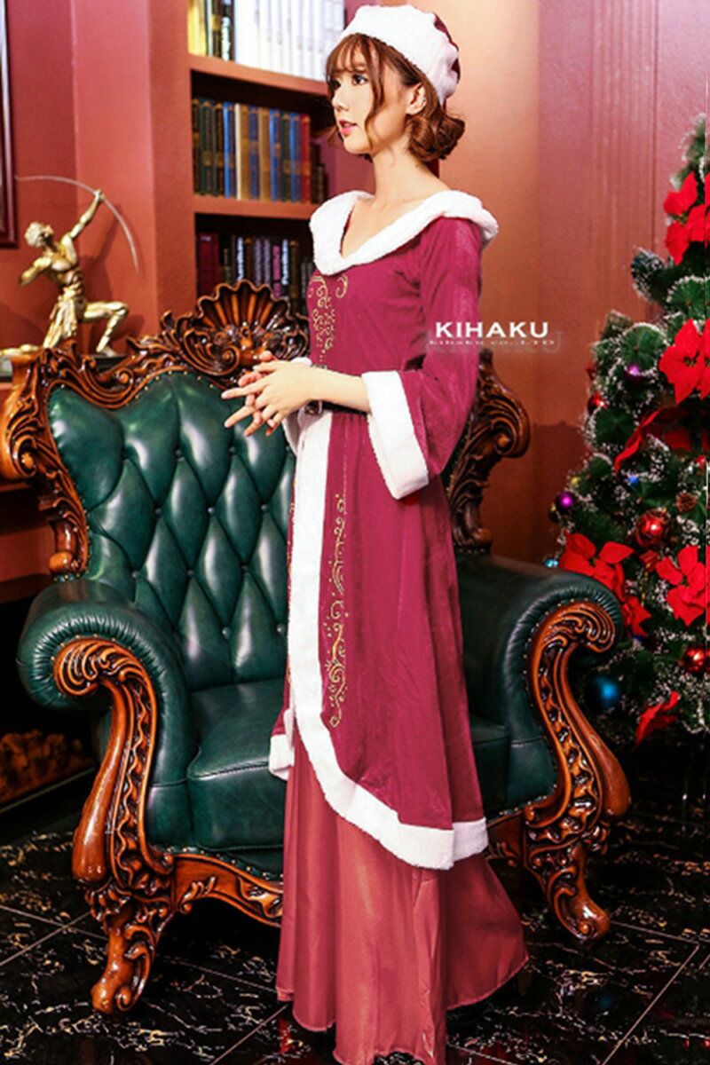 サンタ コスプレ クリスマス 衣装 服 ドレス ロング丈ドレス 女王様 クイーン 仮装 レディース コスチューム セクシー サンタコスプレ サンタクロース サンタさん サンタコス クリスマスパーティー サンタ夫人 王女様 妖精 大人 かわいい 可愛い おしゃれ 忘年会 (T)