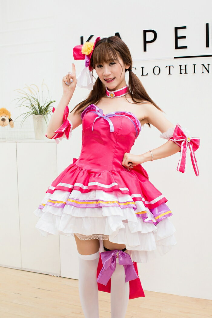 アイドル コスプレ ミニドレス ふりふり ワンピース 衣装 ひらひら リボン 美少女戦士風 ぶりっこ ぶりっ子 ピンク ミニスカート コスプレ衣装 ハロウィン 大人用 服 コスチューム 仮装 セット かわいい 可愛い カワイイ イベント セクシー 女性用 レディース 余興 一式 (T)