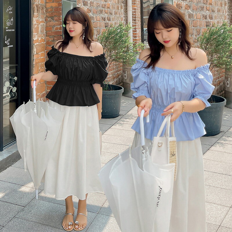 スクエアネック ボートネック 2WAY着 ウエストゴムシャツブラウス (T)