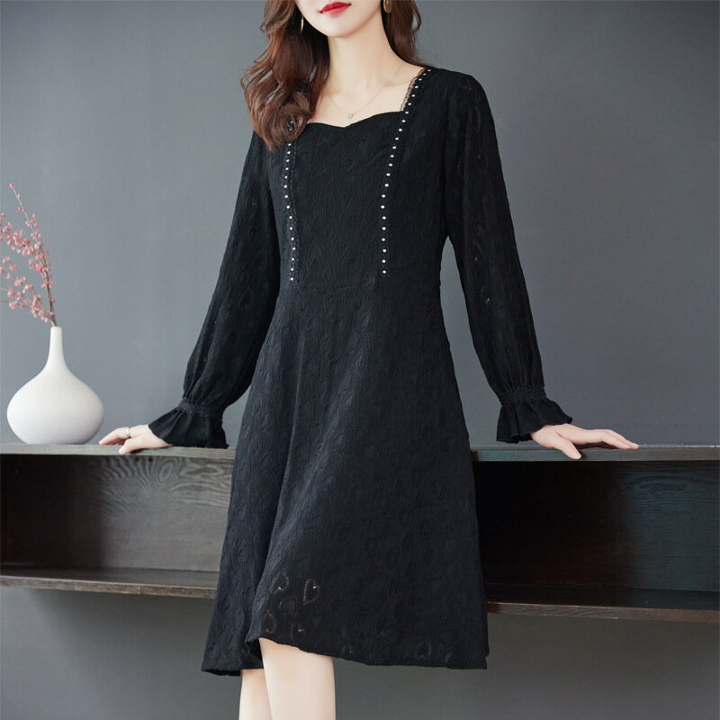 L〜6L 大きいサイズ 通勤 パーティードレス パーティドレス フォーマルドレス 高級感 ジャガード織 ハード柄ドレスワンピース(T)