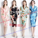 カシュクール花柄タイトワンピース (T)