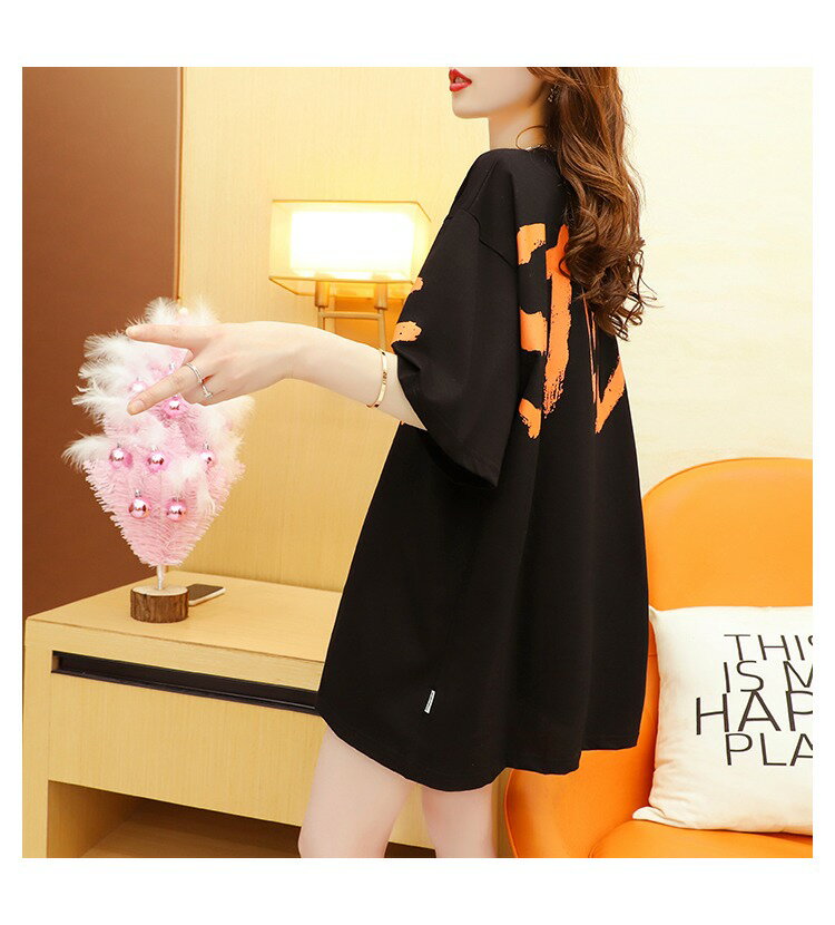 大きいサイズ 韓国レディース ファッション Tシャツ ワンピース LL〜4L 半袖(T)