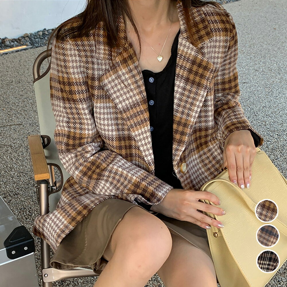 グレンチェック ジャケット レディース(T)