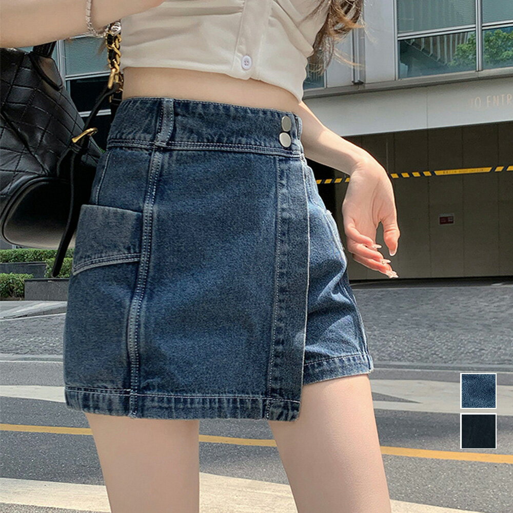 ボタンスカパン デニム ショートパンツ(T)