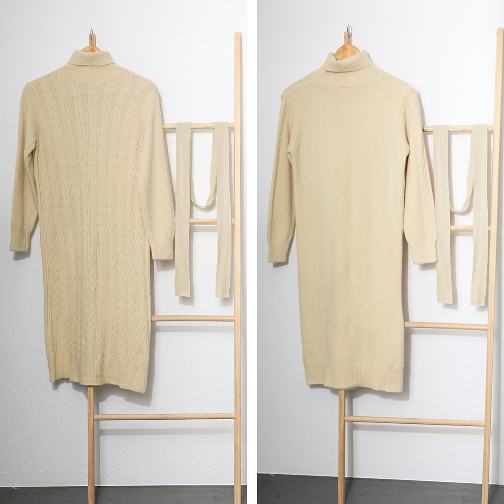 ケーブル編みニットワンピース (T)