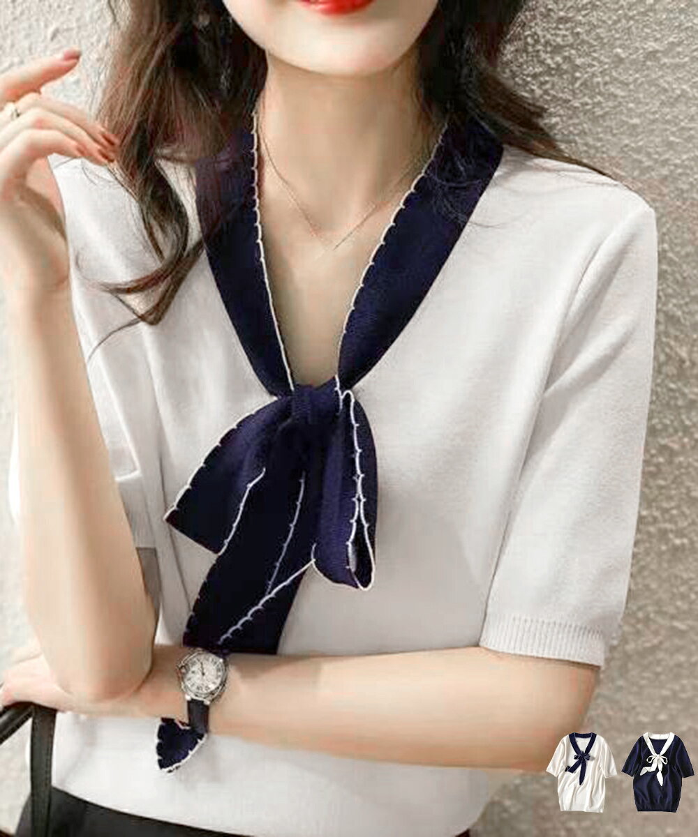 ボウタイニット リボンタイ サマーニット (T)