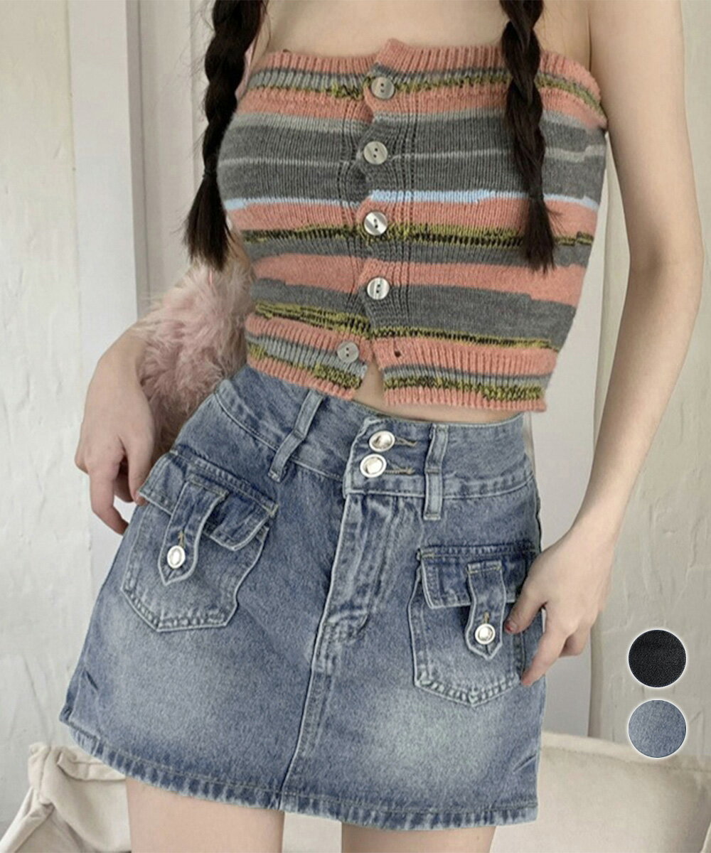 キュロットデニムスカート ハイウエスト (T)