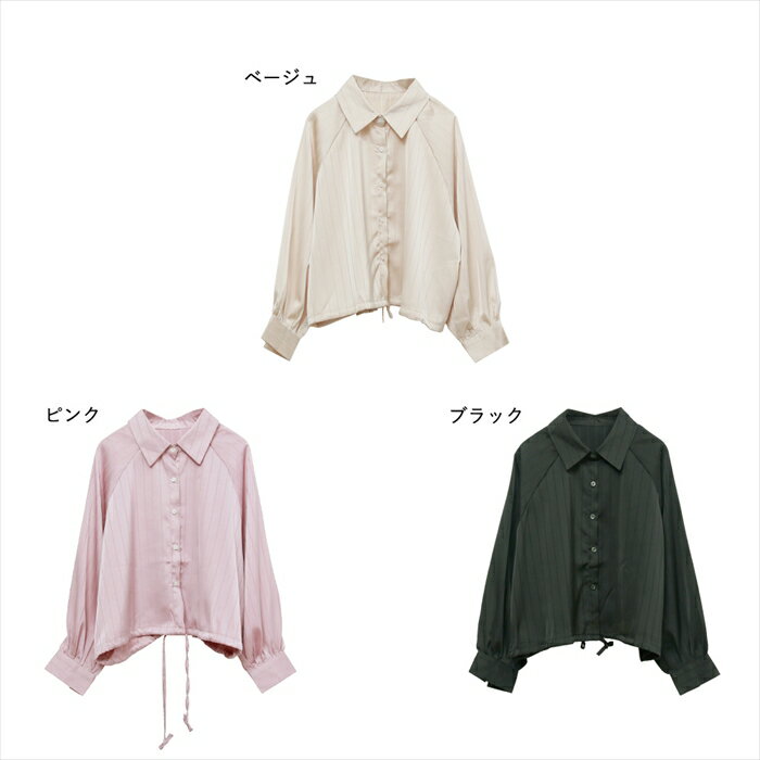 サテンストライプ柄シャツ (T)