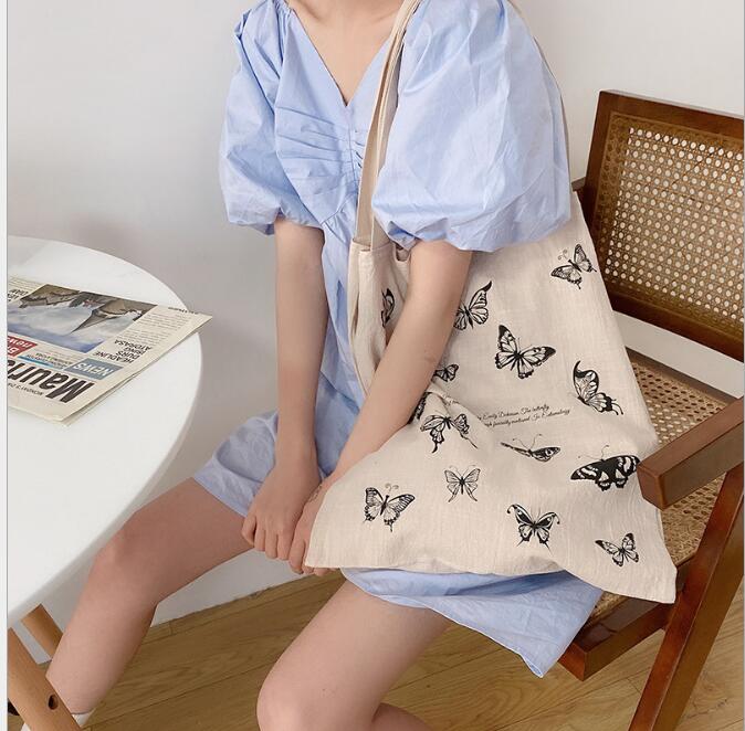 Tote Bag Type - バッグ トートバッグ エコバッグ シンプル ビンテージ 綿麻 オシャレ [J] 韓国 ファッション 雑貨 かわいい おしゃれ 北欧 送料無料 [K] (T)