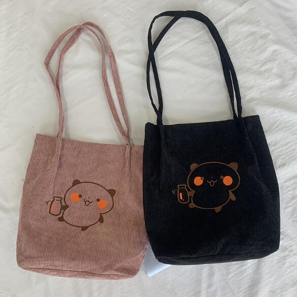 乐天商城 - バッグ トートバッグ コールテン 刺繍 大容量 出掛け オシャレ 韓国 ファッション 雑貨 かわいい おしゃれ 北欧 送料無料 [K] (T)