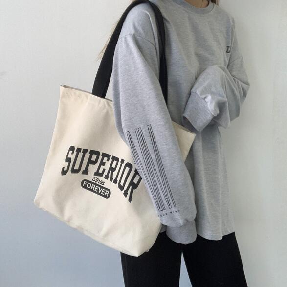 バッグ トートバッグ 英字 superior デザイン 大容量 レディース オシャレ 韓国 ファッション 雑貨 かわいい おしゃれ 北欧 送料無料 [K] (T)