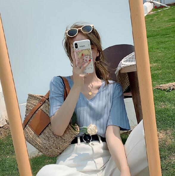 トップスTシャツ無地Vネックオシャ...