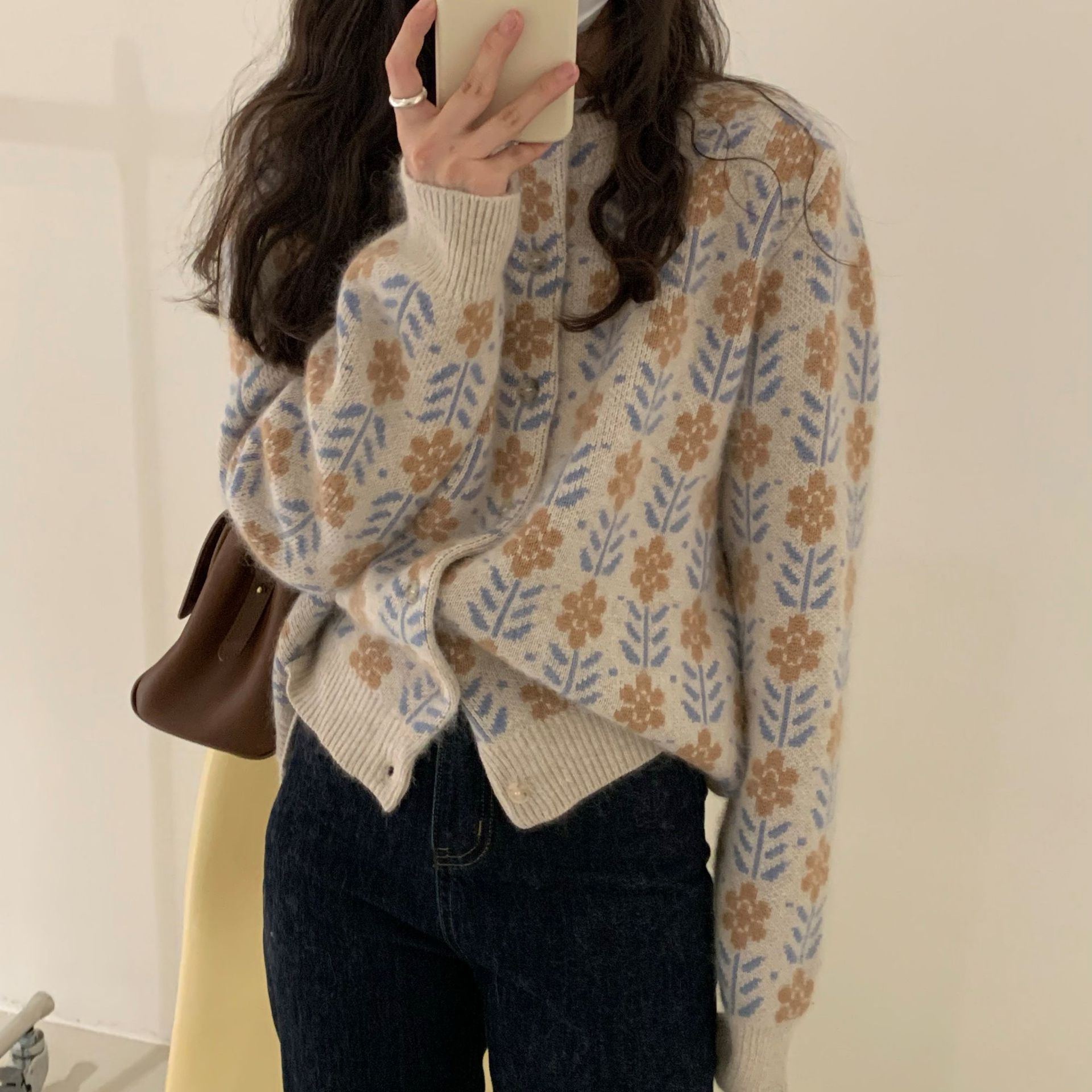 乐天商城 - トップス カーディガン ビンテージ ゆったり 可愛い レディース アパレル カジュアル 韓国 ファッション 雑貨 かわいい おしゃれ 北欧 送料無料 [K] (T)