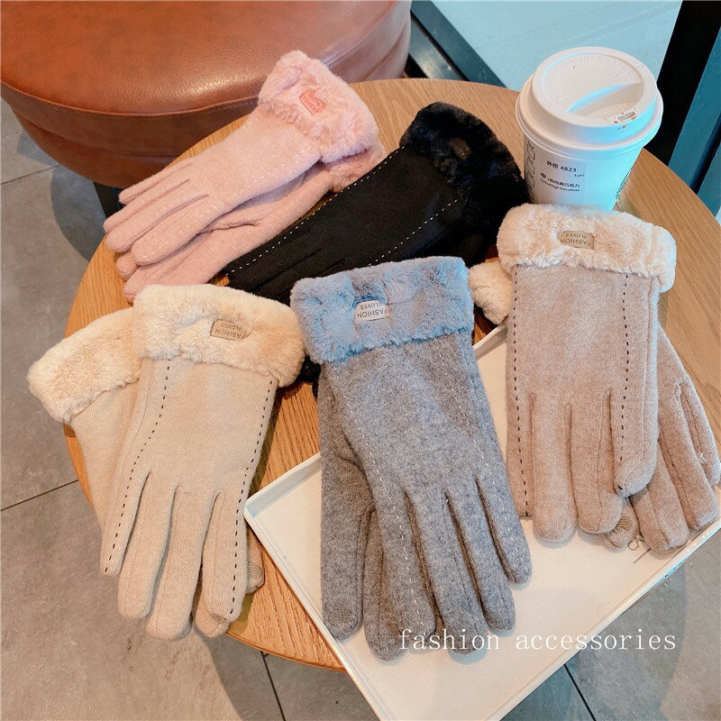 手袋 5本指 厚手 スマホ対応 あったか レディース 韓国 ファッション 雑貨 かわいい おしゃれ 北欧 送料無料 [K] (T)