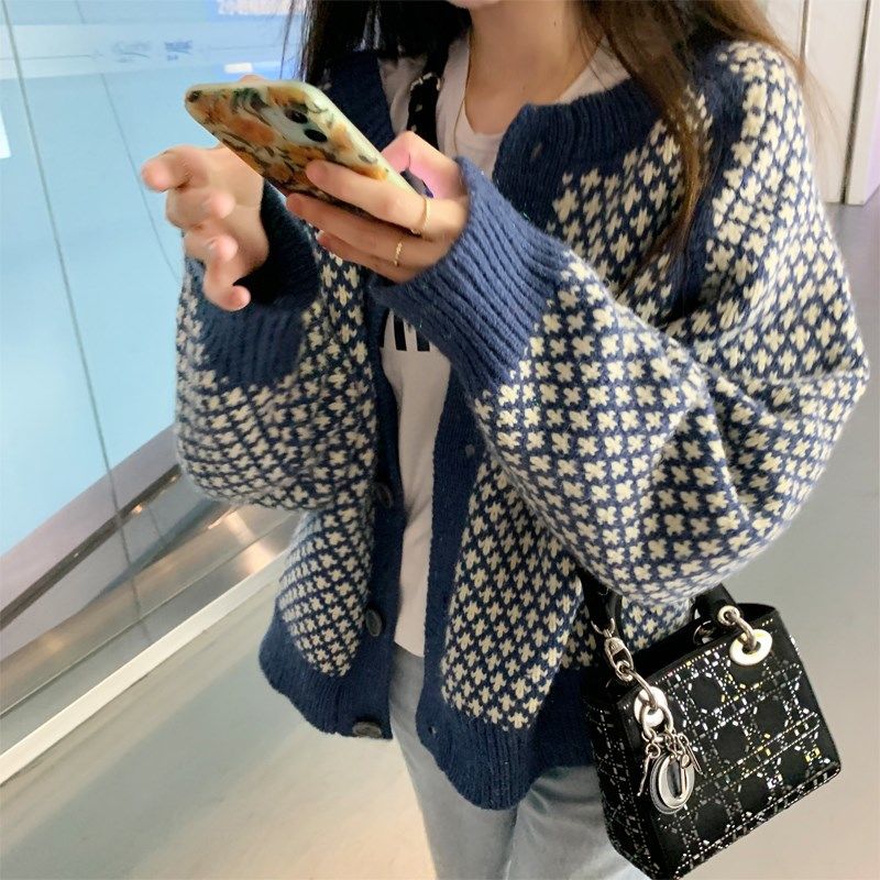ニットトップス カーディガン ビンテージ オシャレ 韓国 ファッション 雑貨 かわいい おしゃれ 北欧 送料無料 [K] (T)(4)