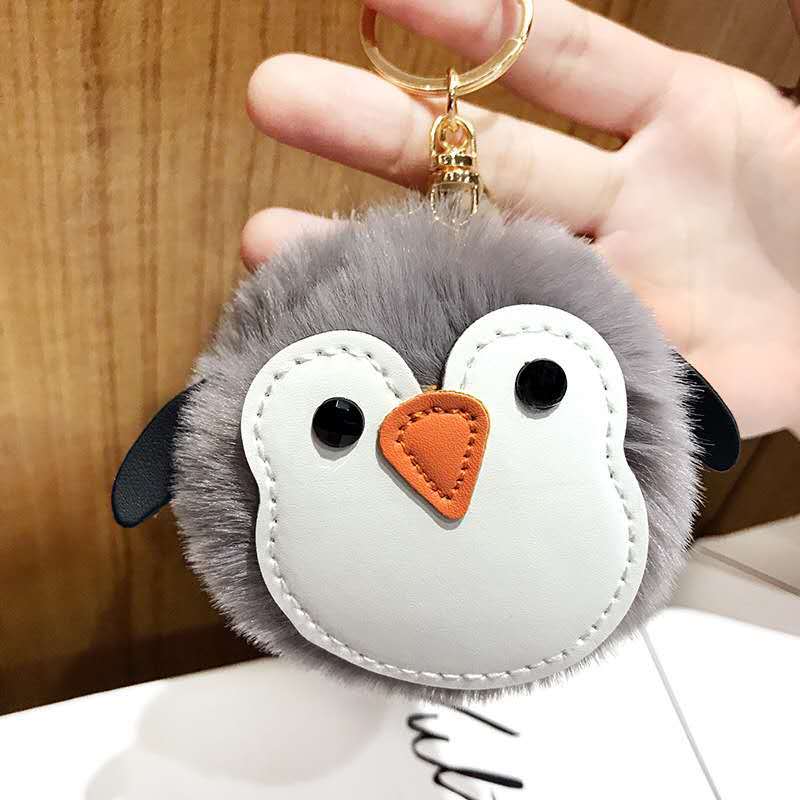 バッグチャーム キーホルダー ペンギン ファー もふもふ 韓国 ファッション 雑貨 ...