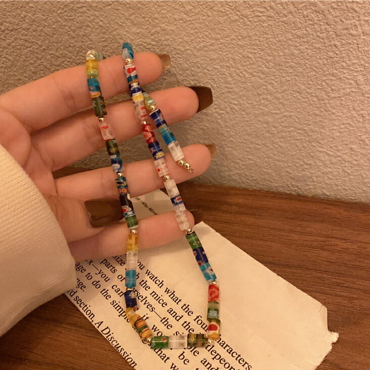 Rakuten - ネックレス ビーズ アクセサリー カラフル 韓国 ファッション 雑貨 かわいい おしゃれ 北欧 送料無料 [K] (T)