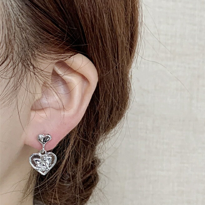 Rakuten - ピアス アクセサリー ハート デザイン シルバーポスト オシャレ 韓国 ファッション 雑貨 かわいい おしゃれ 北欧 送料無料 [K] (T)