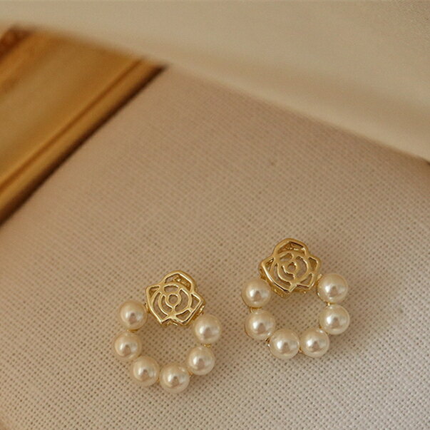 Rakuten - ピアス イヤリング アクセサリー シルバーポスト パール バラ ビンテージ 韓国 ファッション 雑貨 かわいい おしゃれ 北欧 送料無料 [K] (T)