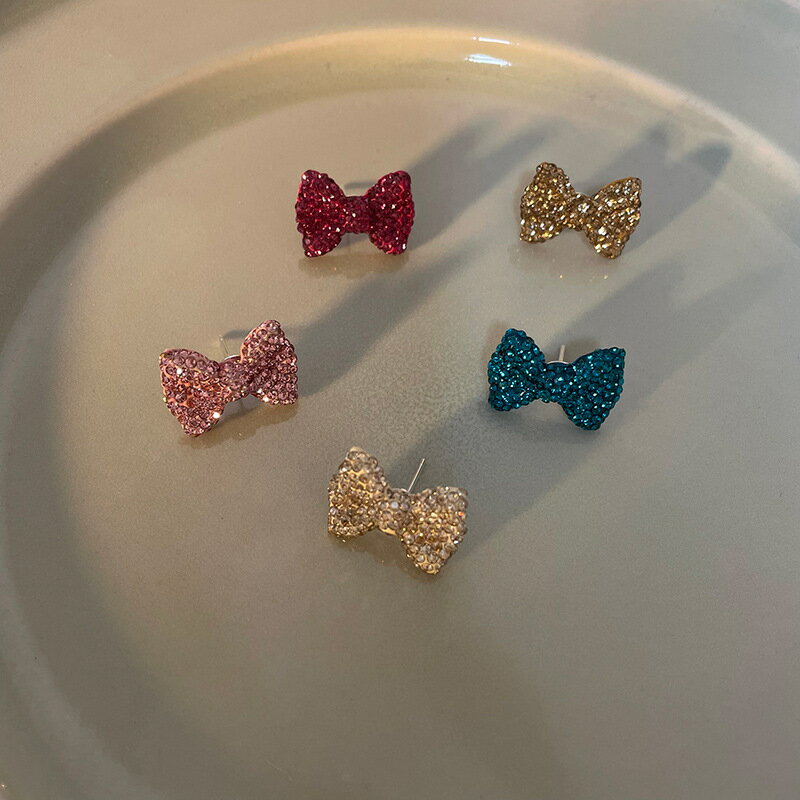 秋冬ピアス　蝶結びストーンビンテージ (T)