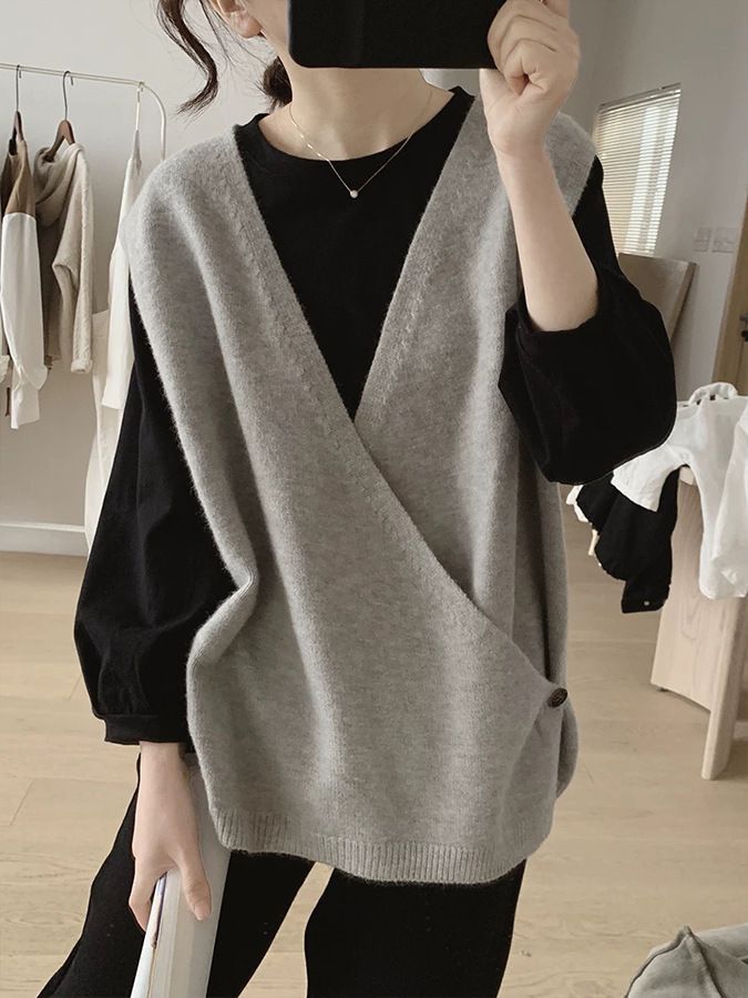 ニットベスト ジレ ロング (T)