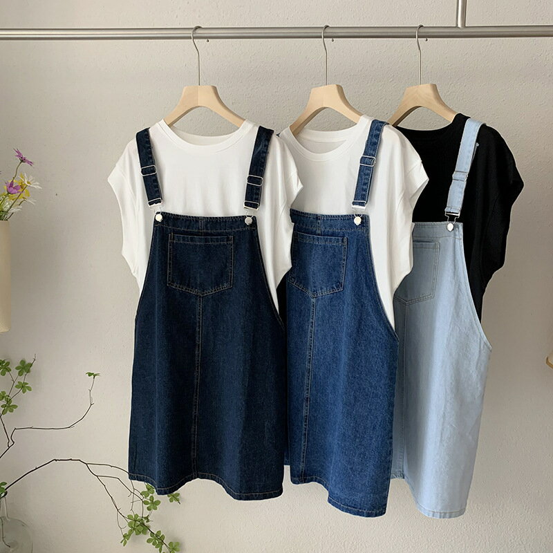 サロペットワンピース 薄手 デニム 韓国 ファッション 雑貨 かわいい おしゃれ 北欧 送料無料 [K] (T)