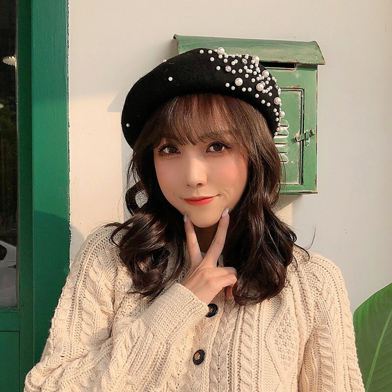 グリンファクトリーの帽子 ベレー帽 パール ストーン レディース 韓国 ファッション 雑貨 かわいい おしゃれ 北欧 送料無料 [K] (T)｜アングル2