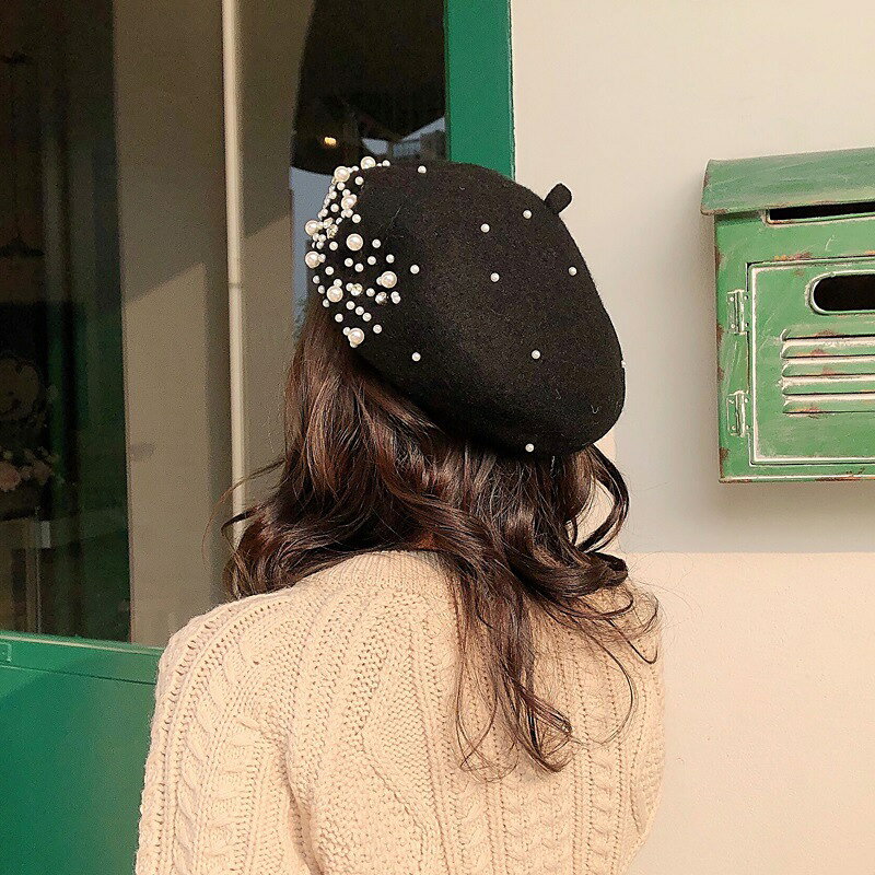 グリンファクトリーの帽子 ベレー帽 パール ストーン レディース 韓国 ファッション 雑貨 かわいい おしゃれ 北欧 送料無料 [K] (T)｜アングル3