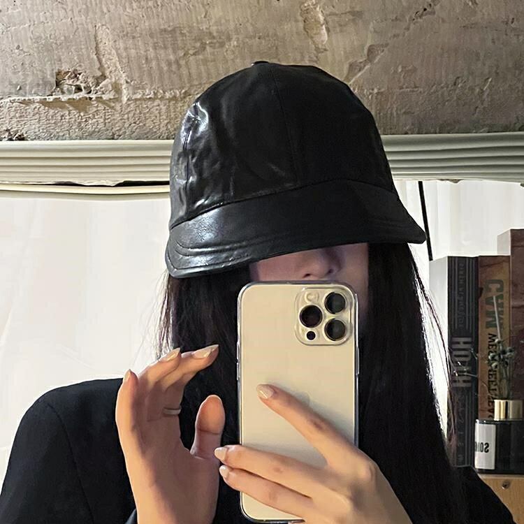 キャップ 帽子 レディース PUレザー デザイン 韓国 ファッション 雑貨 かわいい おしゃれ 北欧 送料無料 [K] (T)