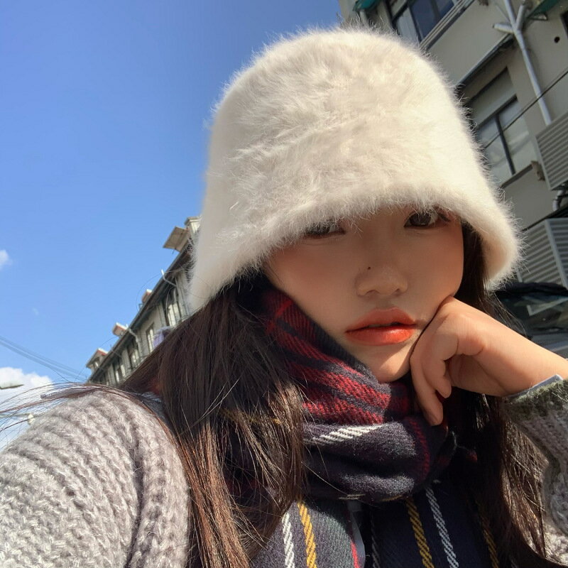 帽子 バケットハット 兎毛 レディース デザイン 韓国 ファッション 雑貨 かわいい おしゃれ 北欧 送料無料 [K] (T)