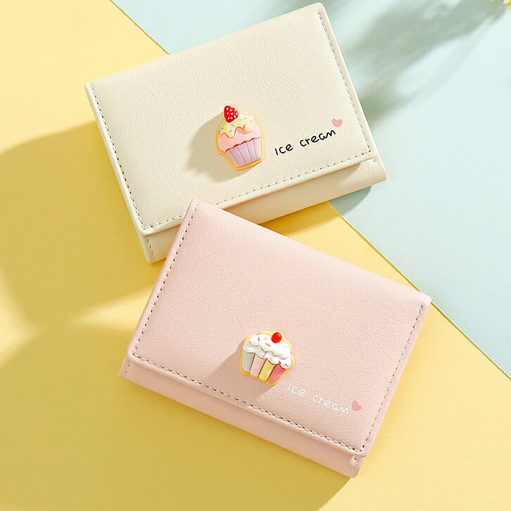 財布 折りたたみ アイスクリーム レディース 可愛い 全5色 多機能 wallet women 韓国 ファッション 雑貨 かわいい おしゃれ 北欧 送料無料 [K] (T)