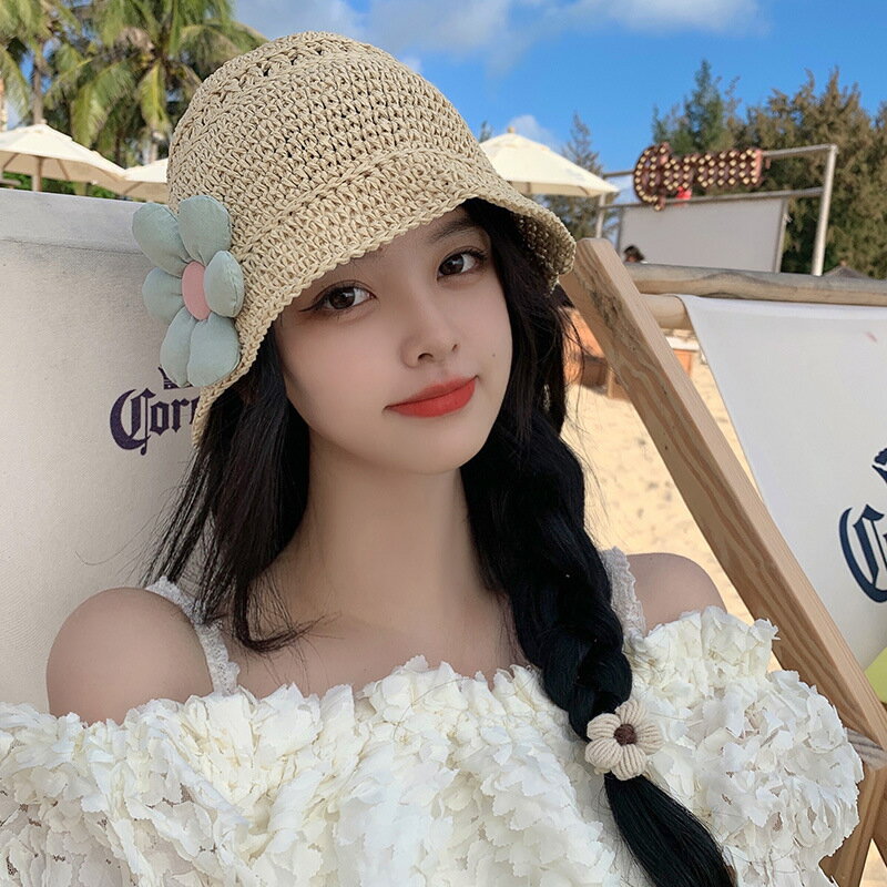 麦わら帽子 バケットハット 夏UVカット (T)