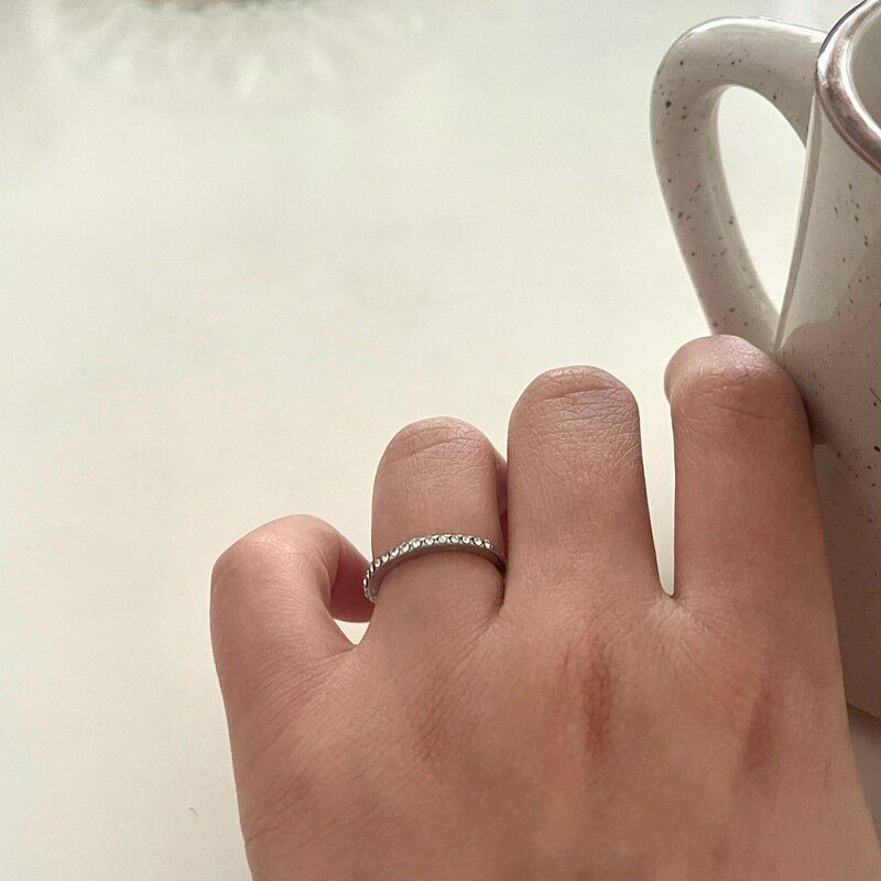 レディースメタルデザインストーンリング (T)(4)