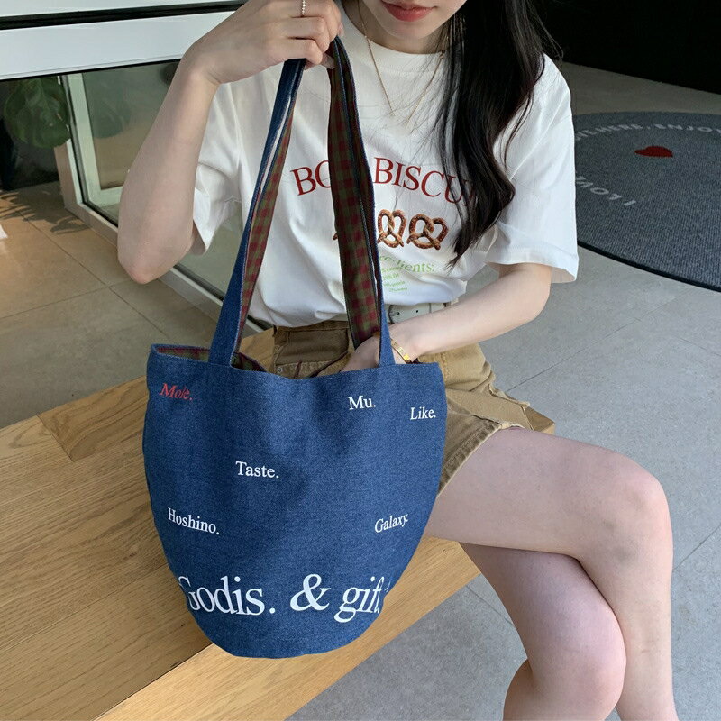 デニムトートバッグ　エコバッグ (T)