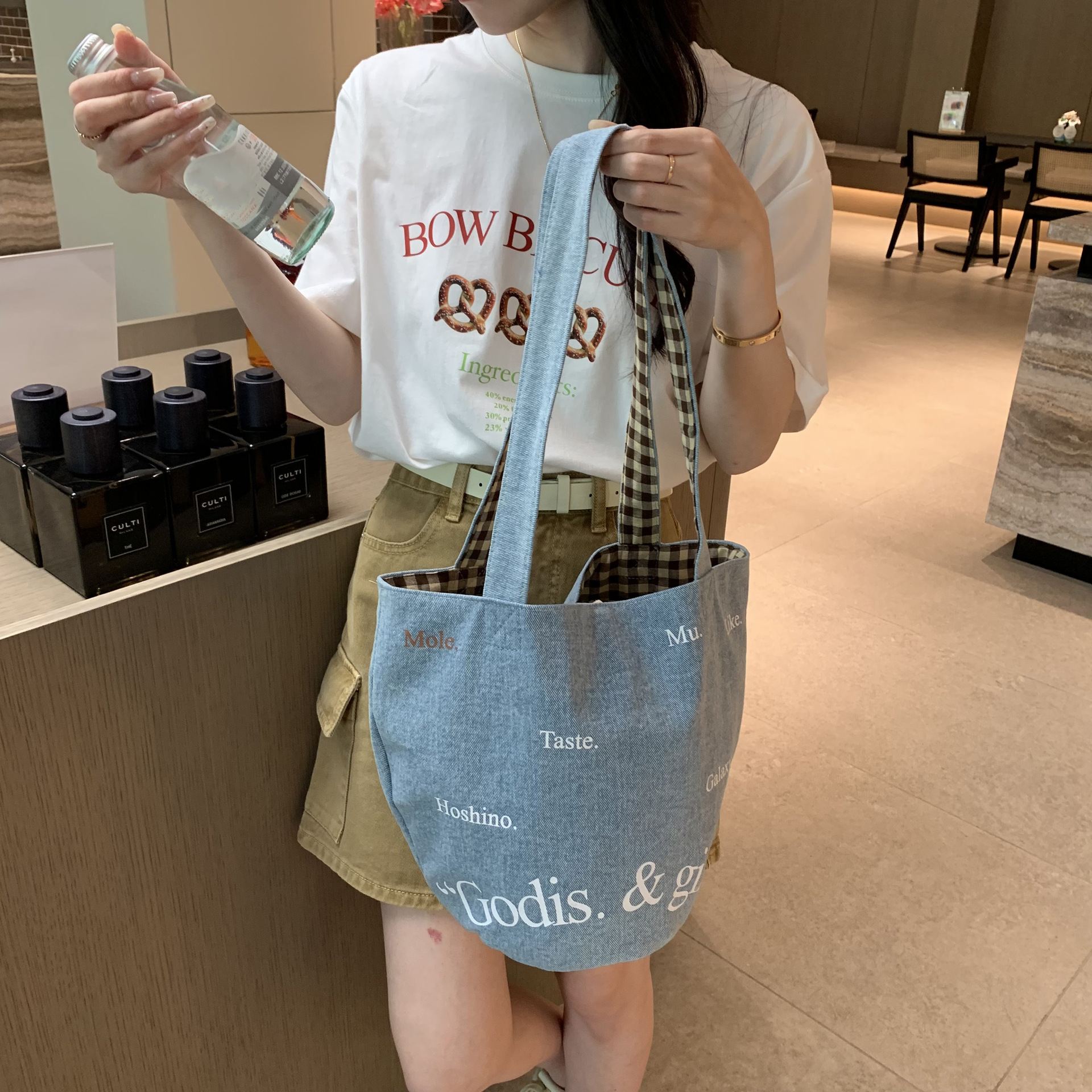 デニムトートバッグ　エコバッグ (T)