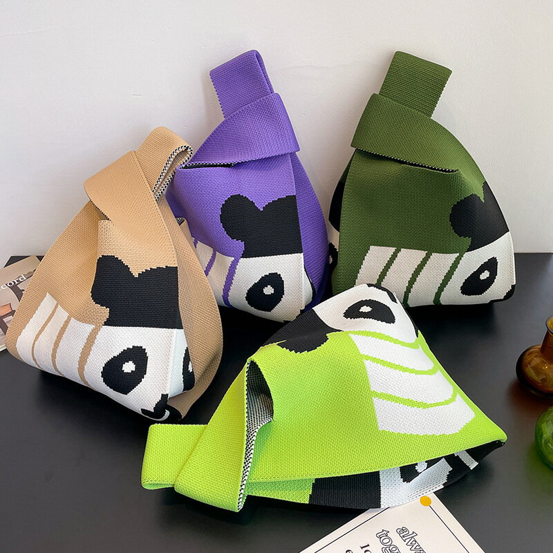 パンダデザインニットハンドバッグ