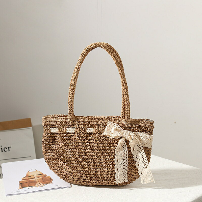 かごバッグ　トートバッグ　デザイン　ファッション　春夏　蝶結び (T)