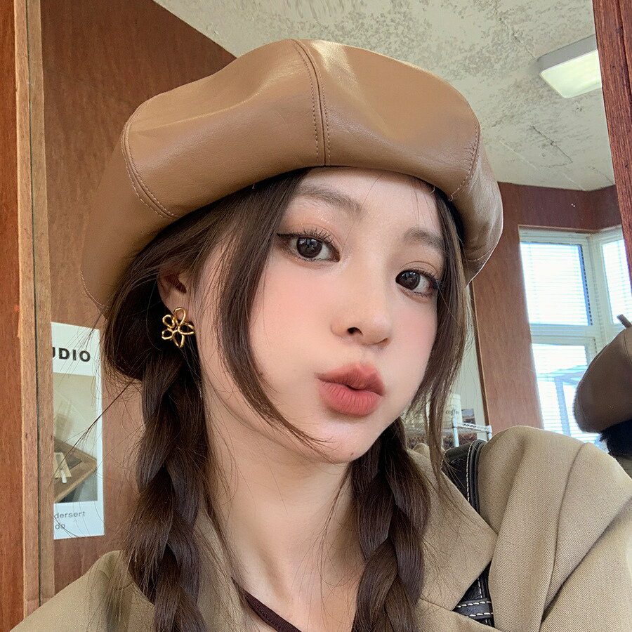 Rakuten - キャスケット　韓国ファッション　レディース　デザイン　秋冬　PU (T)