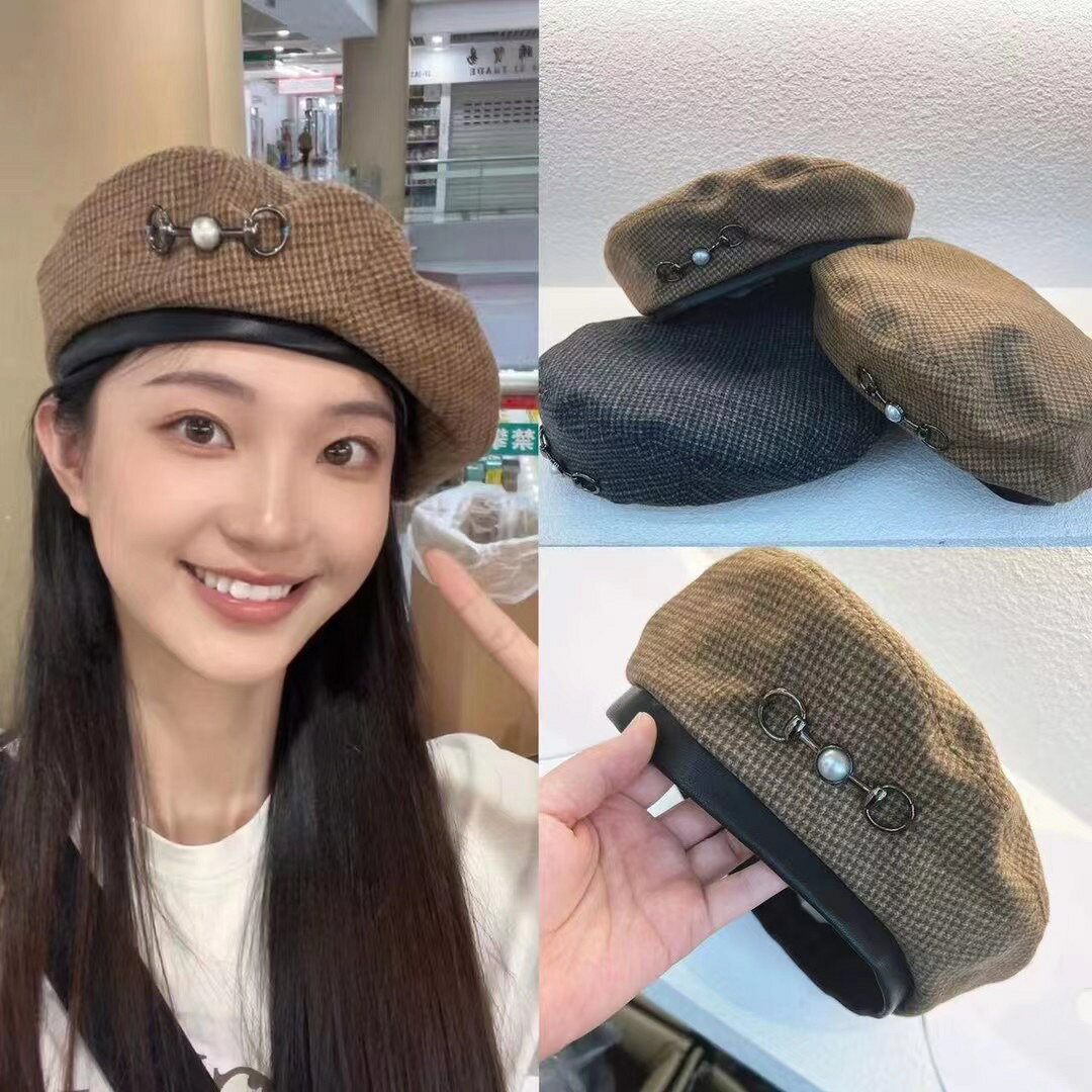 千鳥柄デザインベレー帽 (T)