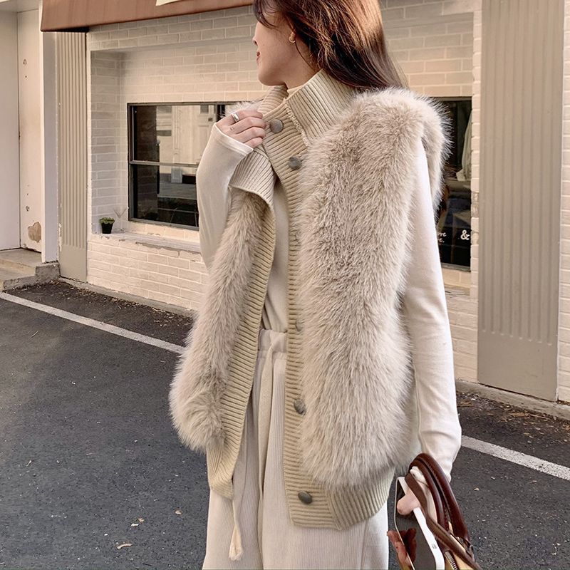 ニットベスト　ファー (T)