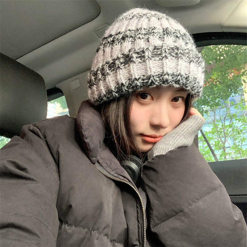 バイカラー ニットキャップ レディース帽子 (T)